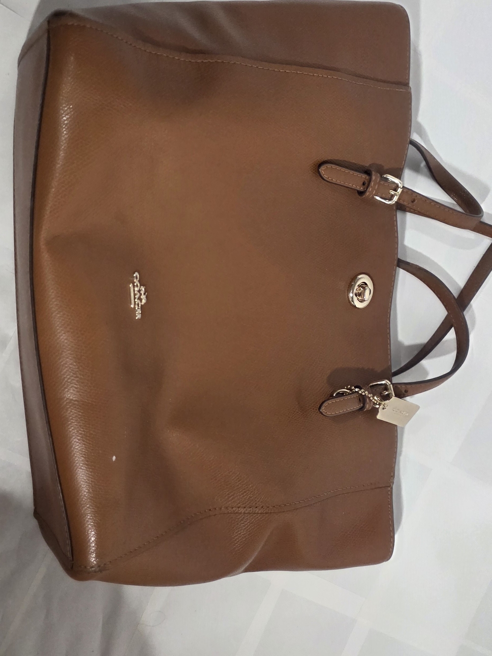 Coach Brown Leather Tote Bag with Gold Hardware - Picture 8 of 9